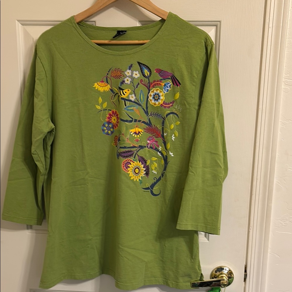 Green Floral Women's Top